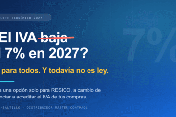 Titular tachado que pregunta si el IVA baja al 7% en 2027, con la aclaración de que sería una opción solo para RESICO